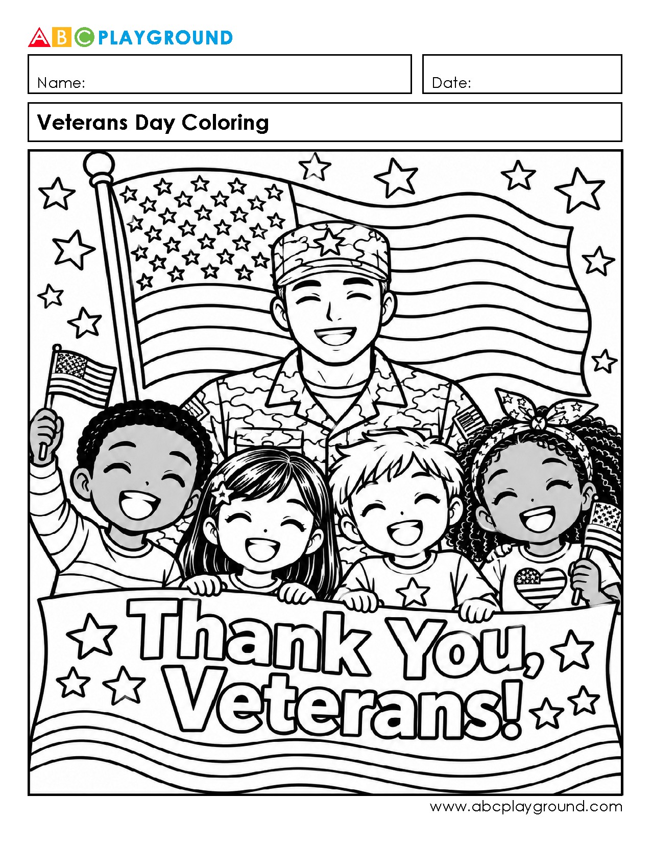 Veterans Day Coloring Page to Honor Service Members
